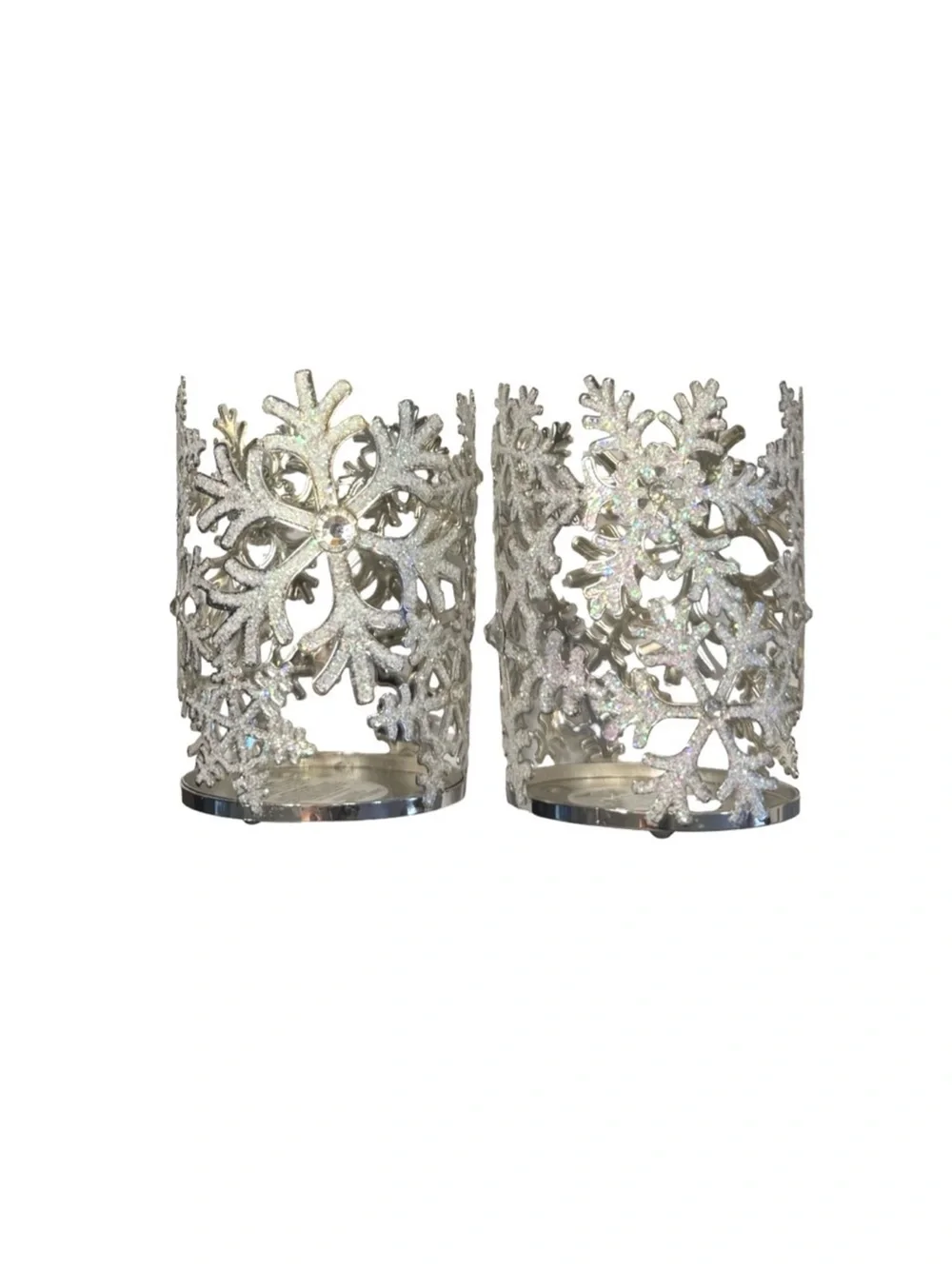 2 Snowflake Candle Holders